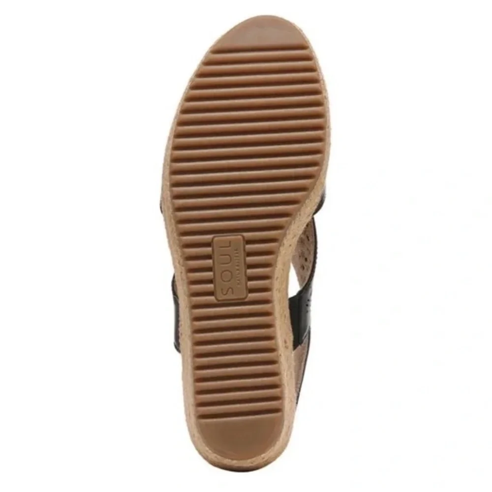 SOUL BY NATURALIZER Women's Black 1" Platform Ocean Wedge Slingback Sandal 10 M - Picture 8 of 9